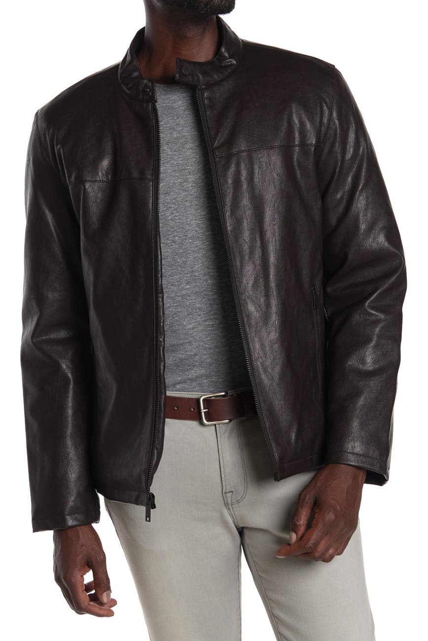 DKNY Faux Leather Stand Collar Jacket Nordstrom Rack