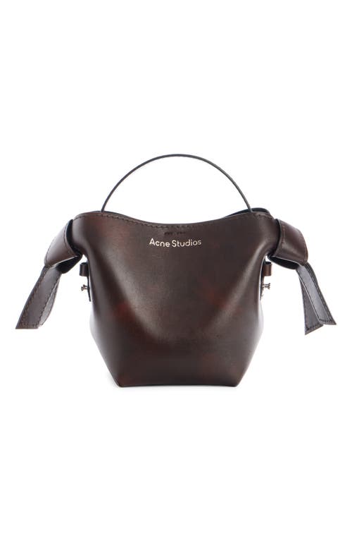 Shop Acne Studios Mini Musubi Leather Bucket Crossbody Bag In Dark Brown