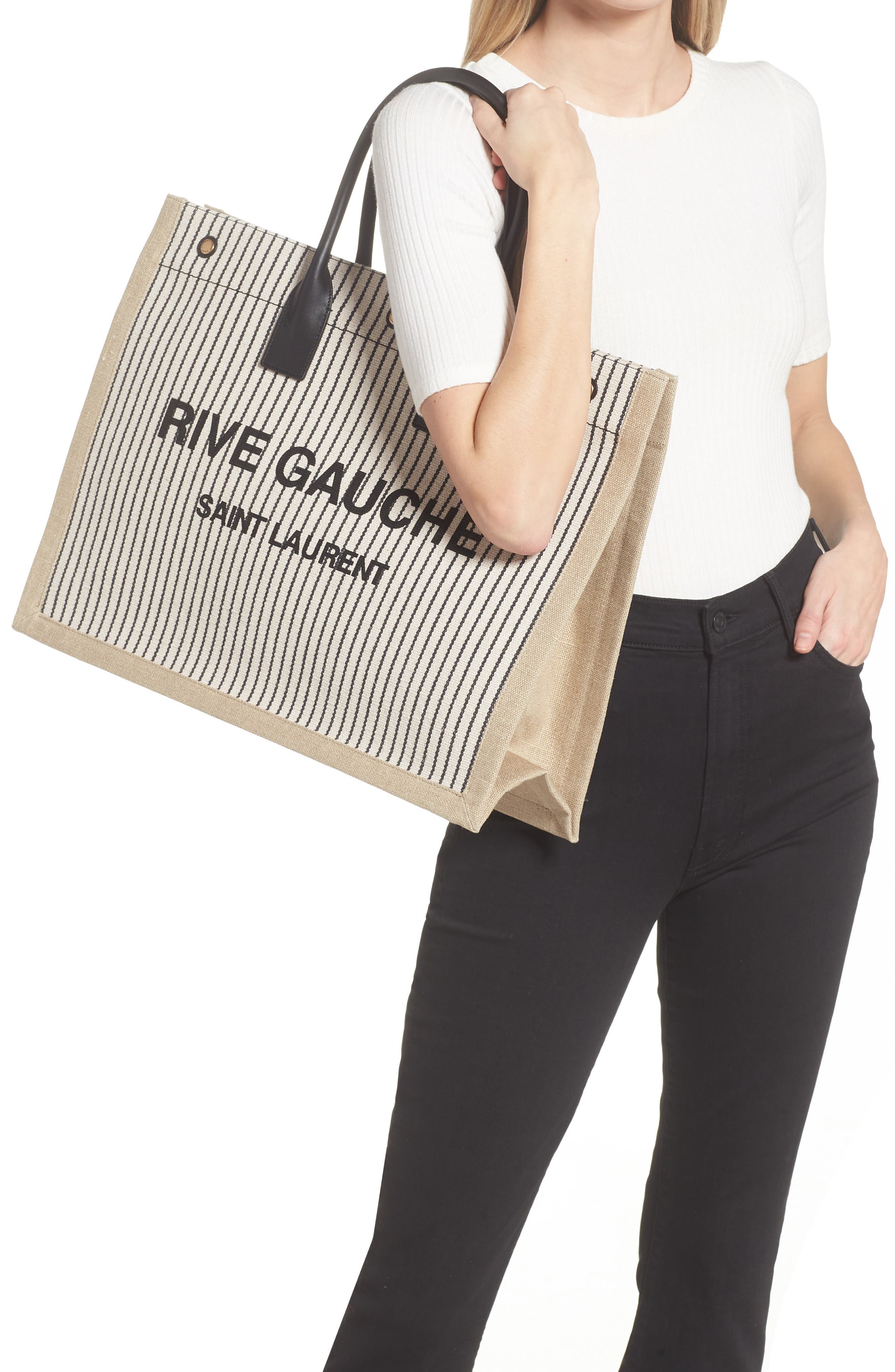 noe rive gauche logo canvas tote