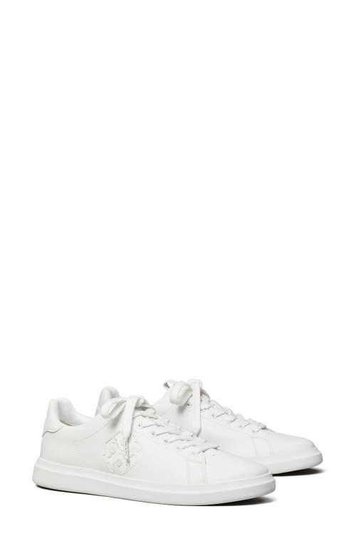 Shop Tory Burch Double T Howell Court Sneaker In White/white