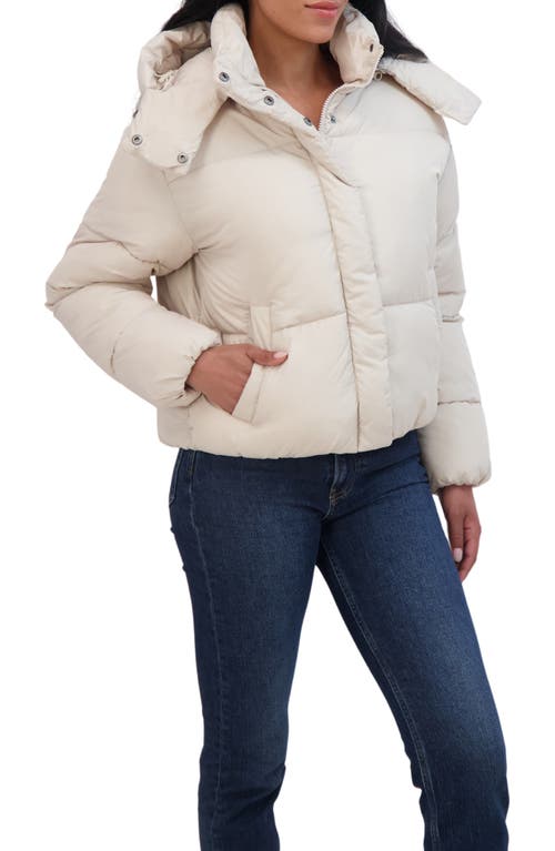 Sebby Short Hooded Puffer Jacket In Beige