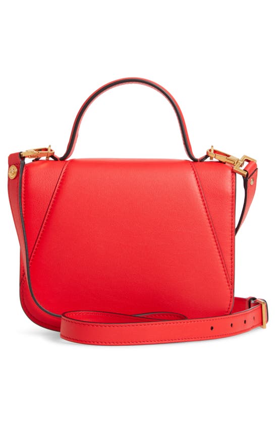 Versace V Leather Top Handle Bag In Eros Flame Red/ Tribute Gold