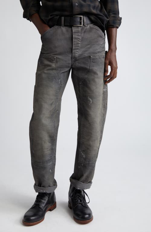 Jenkins Engineer Fit Distressed Canvas Carpenter Pants in Distressed Grey