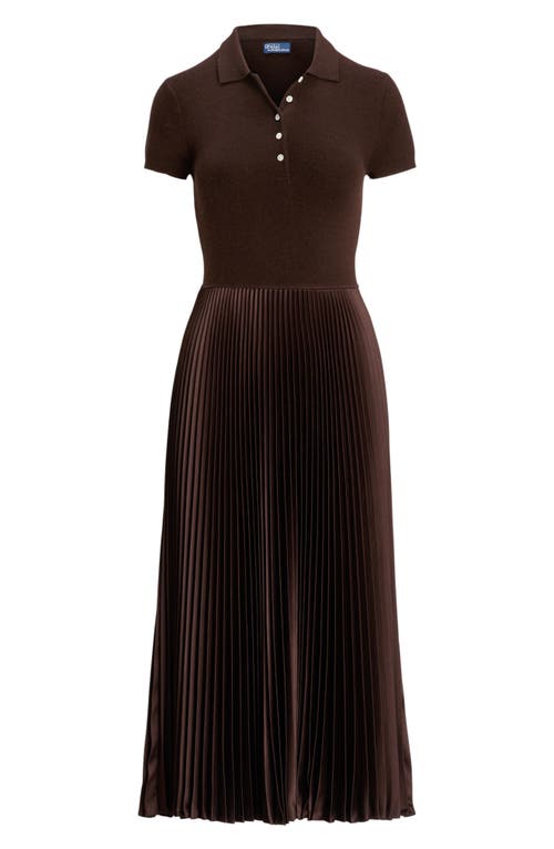 Shop Polo Ralph Lauren Wool, Silk & Cashmere Bodice Maxi Polo Dress In Squire Brown