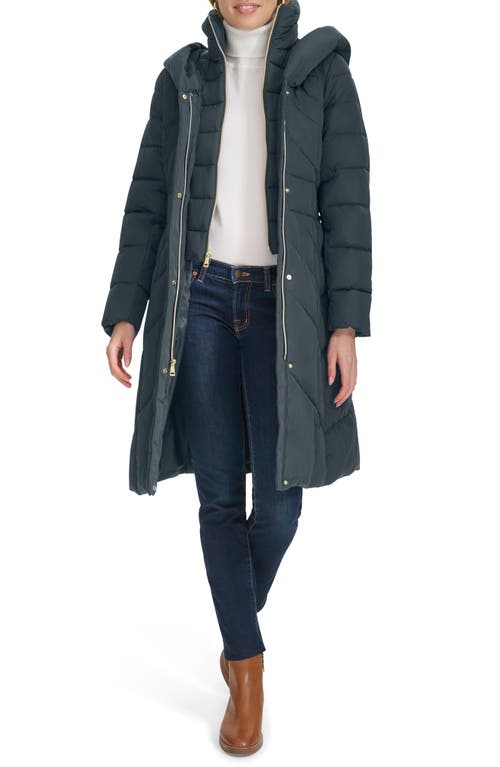 Cole Haan Signature Taffeta Puffer Coat With Quilted Zip Bib In Graphite