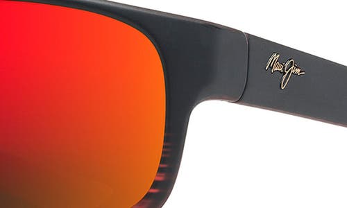 Maui Jim Kaiwi Channel 62mm Polarizedplus2® Rectangular Sunglasses In Burgundy Stripe/hawaii Lava