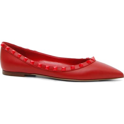 Valentino Garavani Rockstud Ballerina Flat, Red