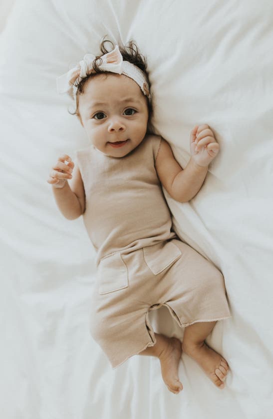 Shop L'ovedbaby Sleeveless Organic Cotton Romper In Oatmeal