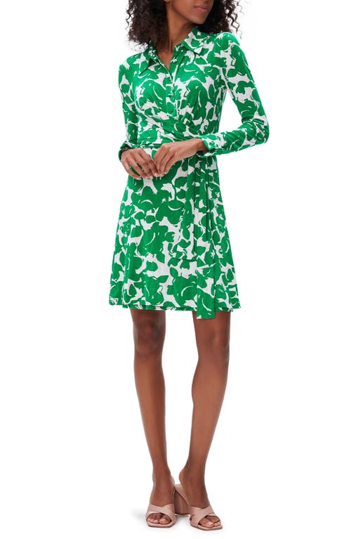 Diane von Furstenberg Didi Floral Long Sleeve Wrap Shirtdress Flora Nocturna Green at Nordstrom,
