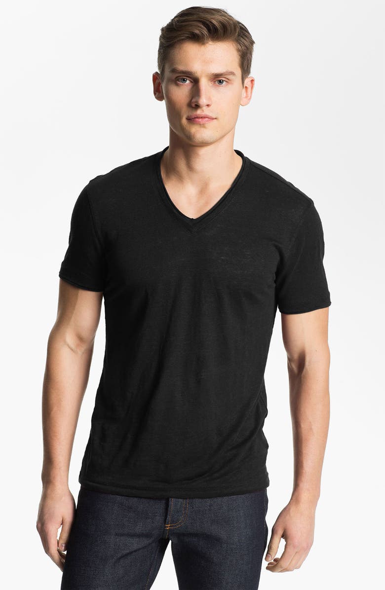John Varvatos Linen Slim Fit V-Neck T-Shirt | Nordstrom