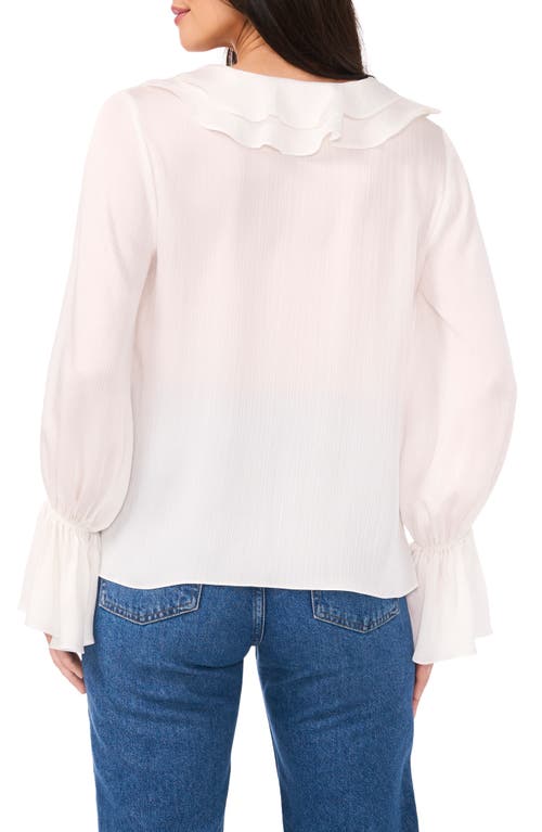 Vince Camuto Ruffle Detail Textured Top In New Ivory