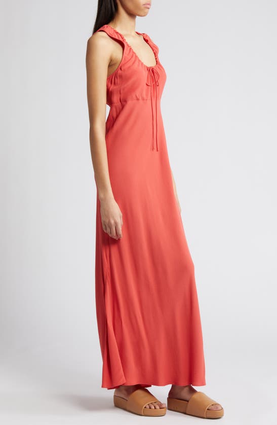 Shop Treasure & Bond Ruched Bias Cut Maxi Dress In Red Cranberry