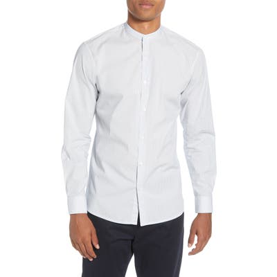 Selected Homme Port Slim Fit Band Collar Button-Up Shirt, White