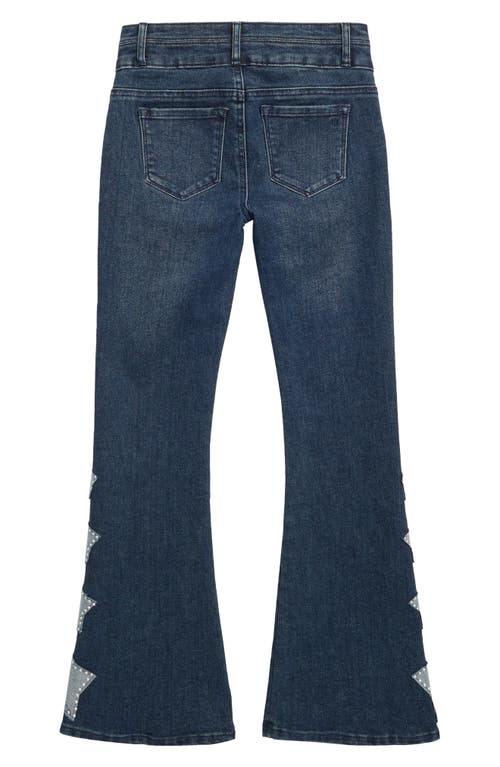 Shop Tractr Kids' Star Studded Flare Leg Jeans In Indigo