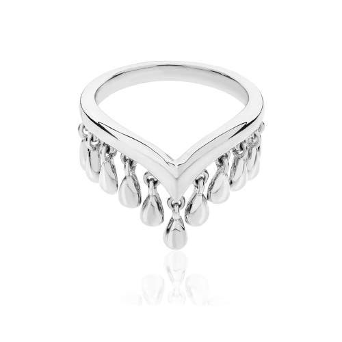 Lucy Quartermaine Wishbone Tear Drop Ring In Sterling Silver