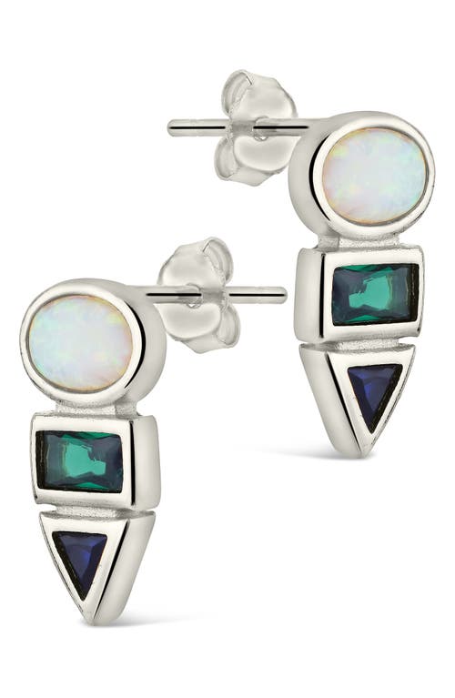 Sterling Forever Lana Opal & Cubic Zirconia Stud Earrings In Silver