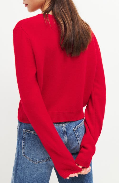 Reformation Clara Cashmere & Wool Crew Cardigan In Cherry