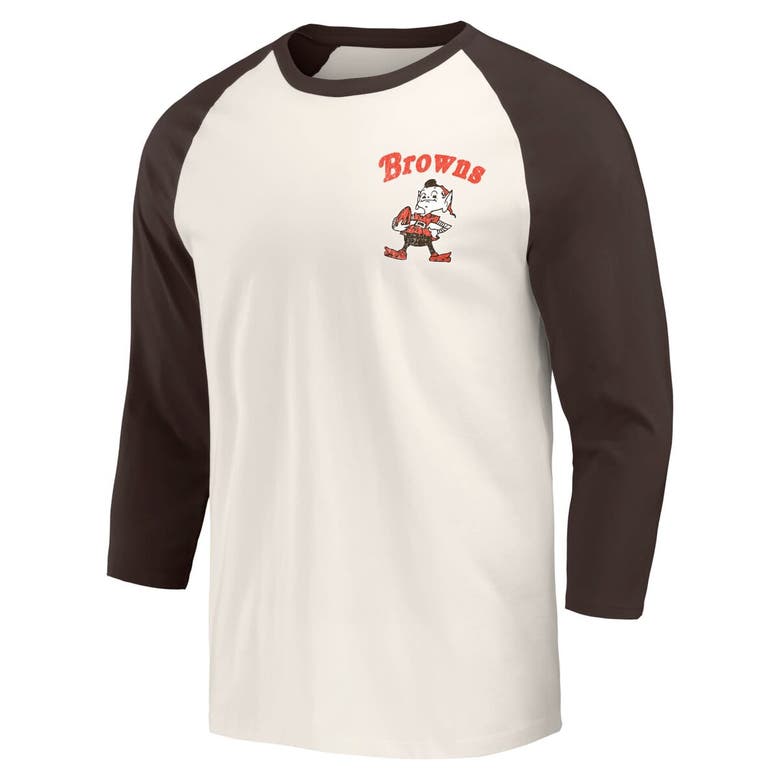 Shop Darius Rucker Collection By Fanatics Brown/white Cleveland Browns Raglan 3/4 Sleeve T-shirt