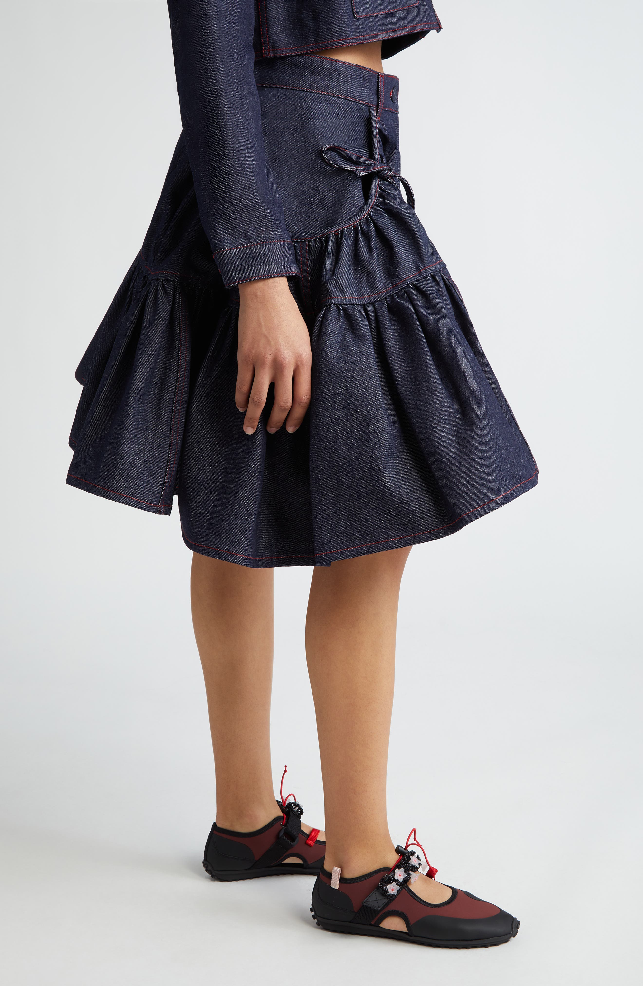 Cecilie Bahnsen Gloria Asymmetric Denim Skirt in Indigo | Smart Closet 