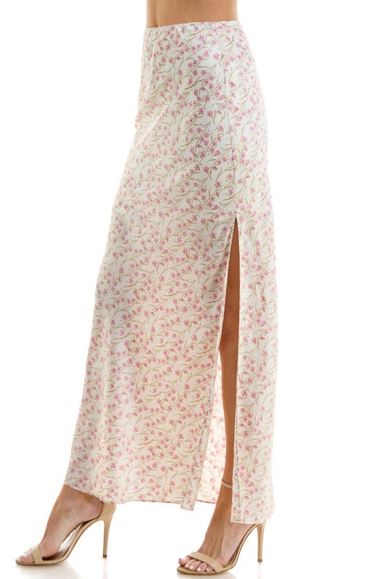 Shop Urban Social Bias Cut Maxi Skirt In Ivory-pink