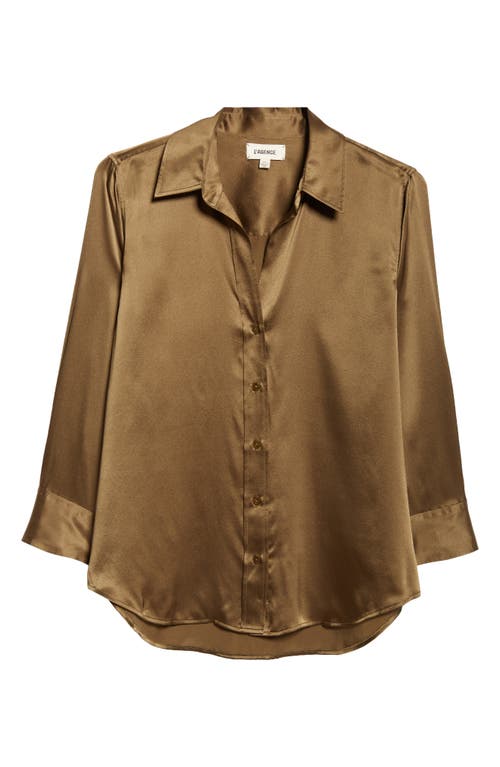 Shop L Agence L'agence Dani Silk Charmeuse Blouse In Pine