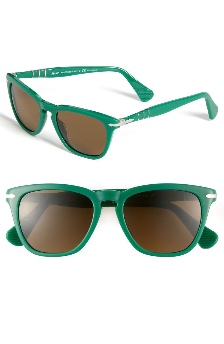 PERSOL 52mm Polarized Retro Sunglasses, Main, color, GREEN/ POLARIZED