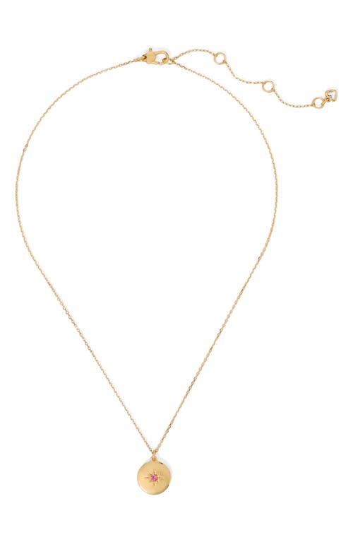Kate Spade New York Pink Pave Star Medallion Pendant Necklace In Gold Tone, 16-19 In Pink/gold