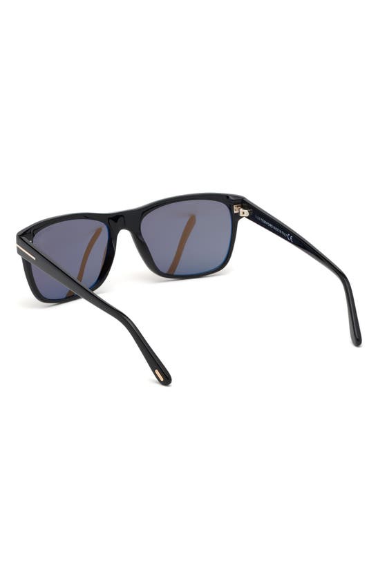 Tom Ford Giulio 57mm Geometric Sunglasses In Shiny Black / Brown