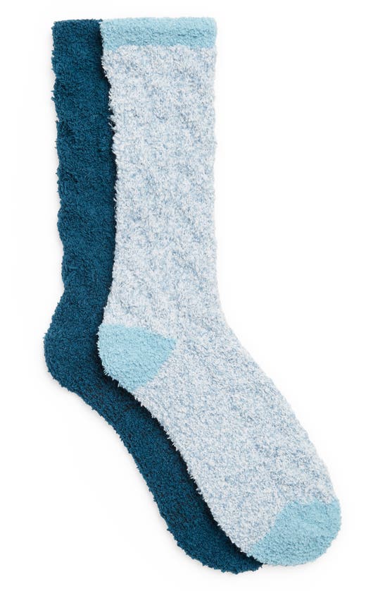 Nordstrom Rack Butter Cable Knit Crew Socks In Teal Dolphin- Teal Abyss