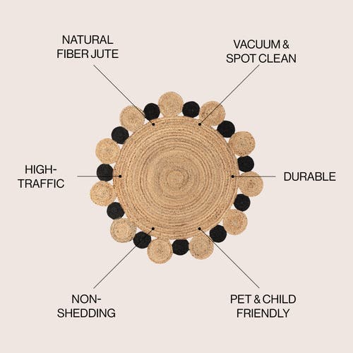 Jonathan Y Ayana Two-tone Jute Hippy Circle Round Area Rug In Natural/black