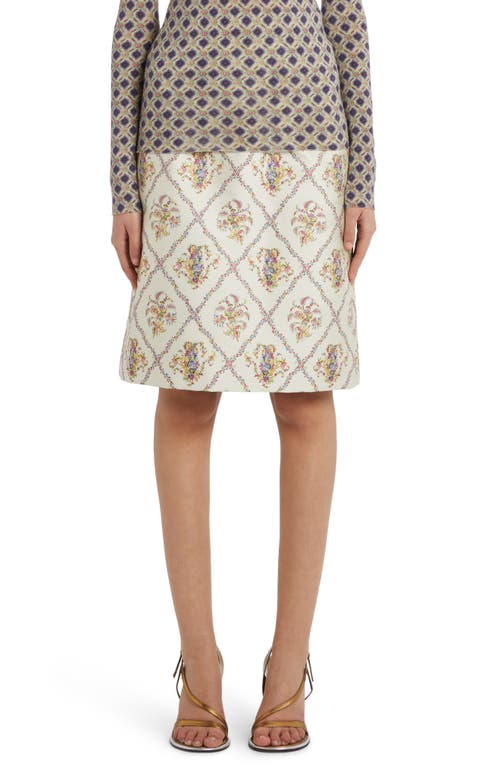 Etro Floral Midi Skirt in 0991 - Bianco