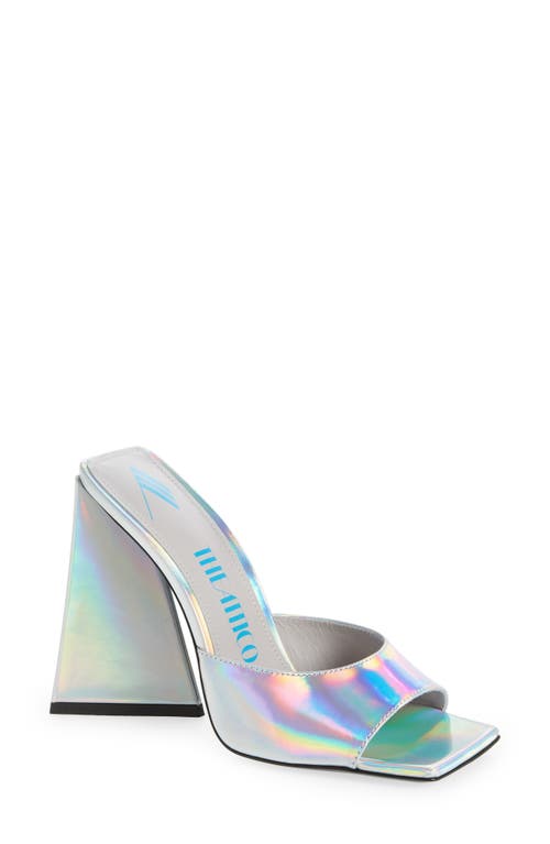 The Attico Devon Slide Sandal in Holographic Silver