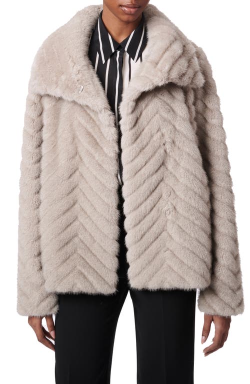 Shop Bernardo Chevron Quilted Faux Fur Jacket In Grey