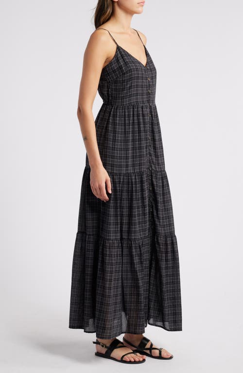 Shop Treasure & Bond Front Button Tiered Maxi Dress In Black Plaid