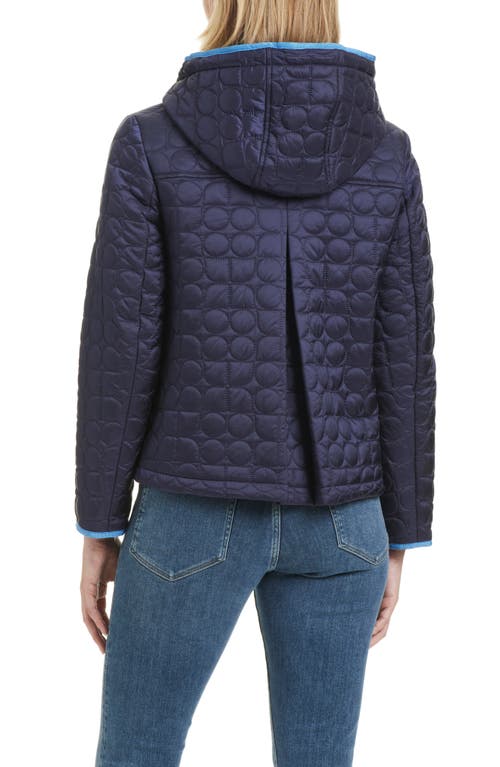 Shop Kate Spade New York Water Resistant Hooded Quilted Jacket In Midnight Navy