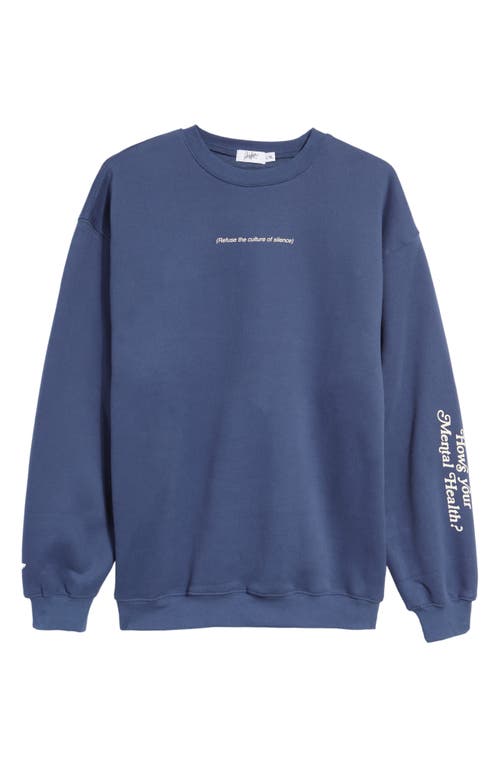 THE MAYFAIR GROUP Answers May Vary Graphic Crewneck Sweatshirt in Blue