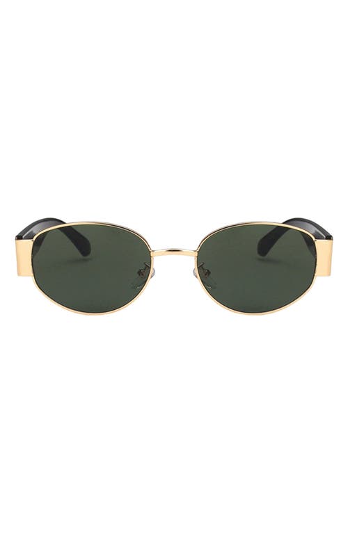 Fifth & Ninth Elliot 57mm Polarized Oval Sunglasses In Dark Green/gold