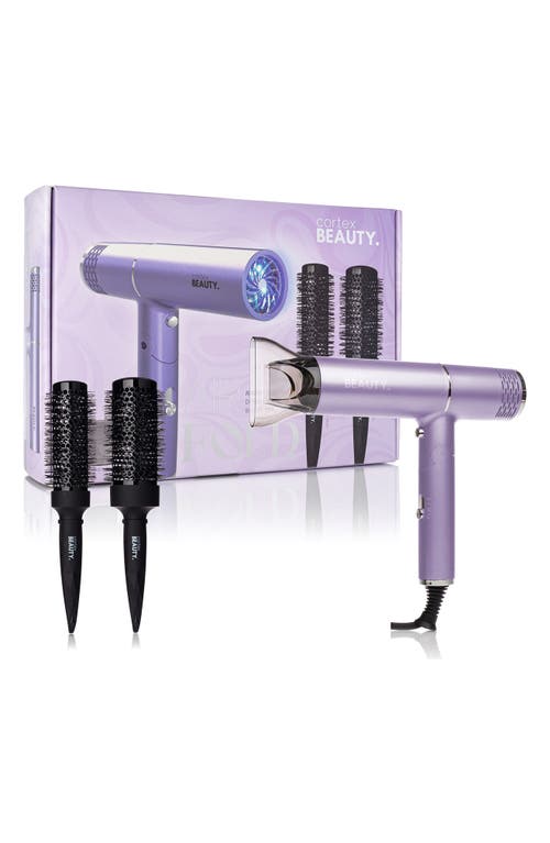 Cortex Beauty Airfold Ionic Foldable Dryer + 2-piece Blowout Brush Set $249.99 Value In Purple