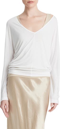 Vince Women's Essential V-Neck, Optic White, XXSmall at