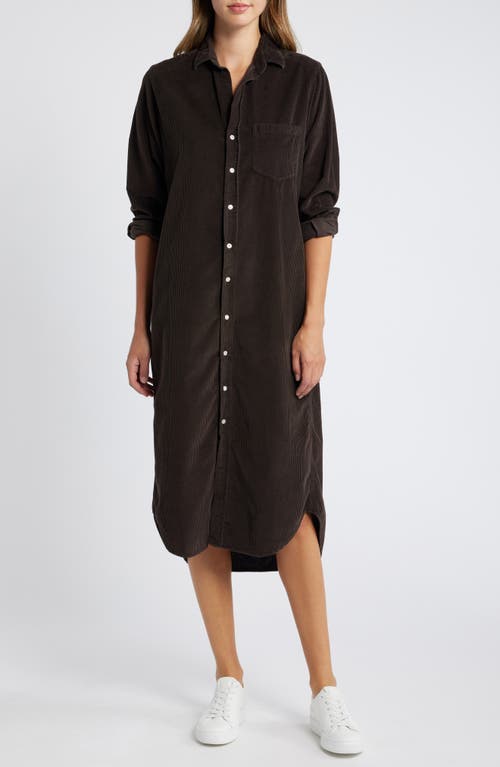 Shop Frank & Eileen Rory Long Sleeve Cotton Corduroy Midi Shirtdress In Espresso