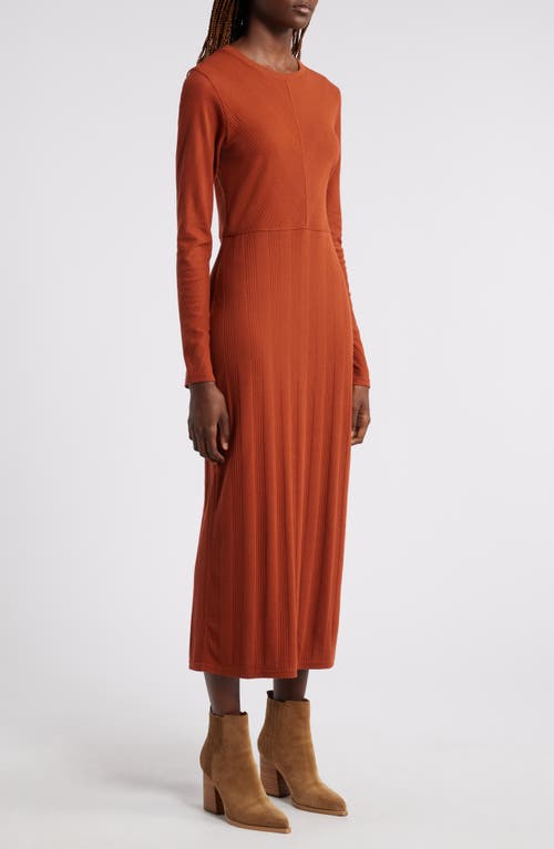 TREASURE & BOND TREASURE & BOND DIRECTIONAL RIB LONG SLEEVE COTTON BLEND KNIT DRESS