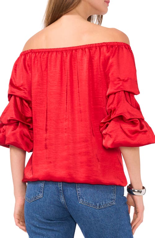 Shop Vince Camuto Off The Shoulder Bubble Sleeve Top In Ultra Red