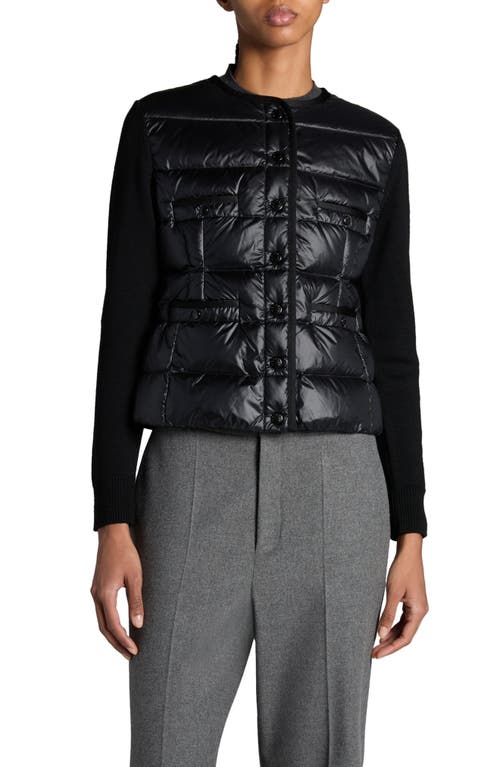 Shop Moncler Mixed Media Down Jacket In Black