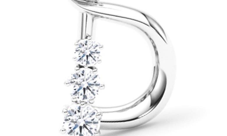 Hautecarat Graduated Lab-created Diamond Initial Letter Pendant Necklace In D - 18k White Gold