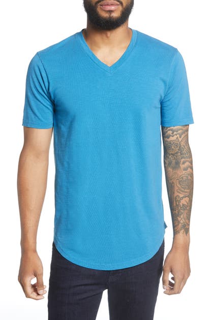 Goodlife Scallop Slub V-neck T-shirt In Mykonos Blue