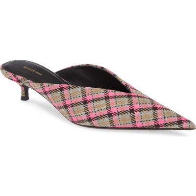 Balenciaga Plaid Pointy Toe Mule, Grey
