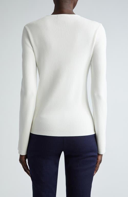 St John St. John Collection Medallion Trim Crewneck Sweater In Optic White