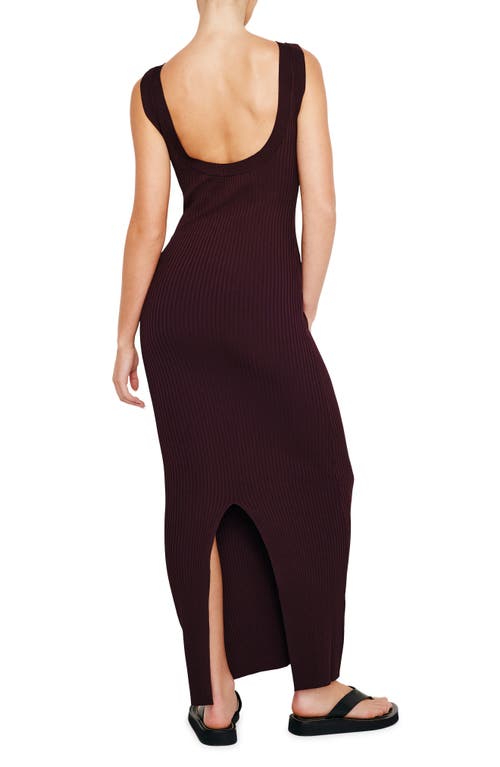 Shop Good American Shine Scoop Back Rib Maxi Sweater Dress In Malbec003