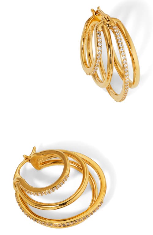 Shop Nadri Juno Layered Hoop Earrings In Gold