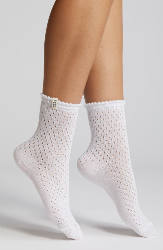 Shop Ugg Adabella Pointelle Quarter Socks In White